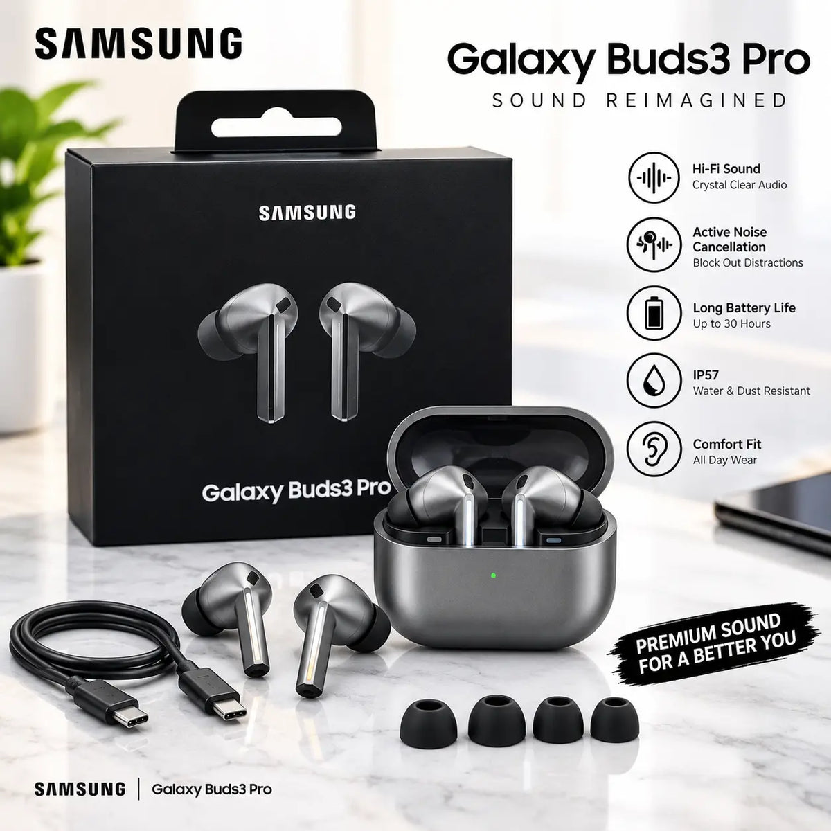 Samsung Galaxy Buds3 Pro Wireless Earbuds – Premium Hi-Fi Sound, Active Noise Cancellation & Charging Case My Store SCENTORA