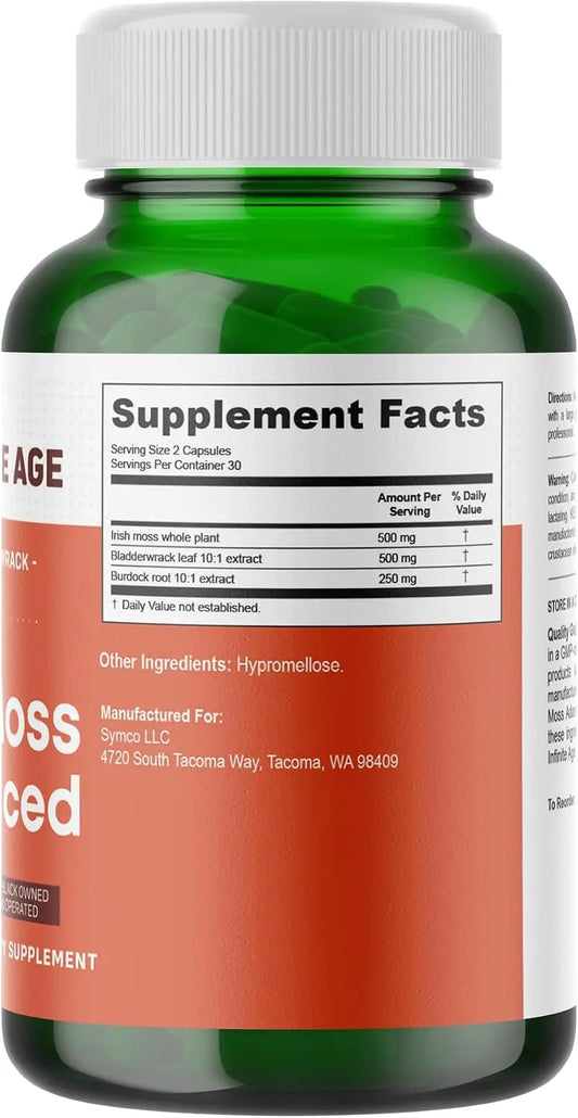 INFINITE AGE 1250mg Sea Moss Advanced Superfood Capsules - High-Potency Vegan Supplement - 60 Count NORTH WAVE SCENTORA