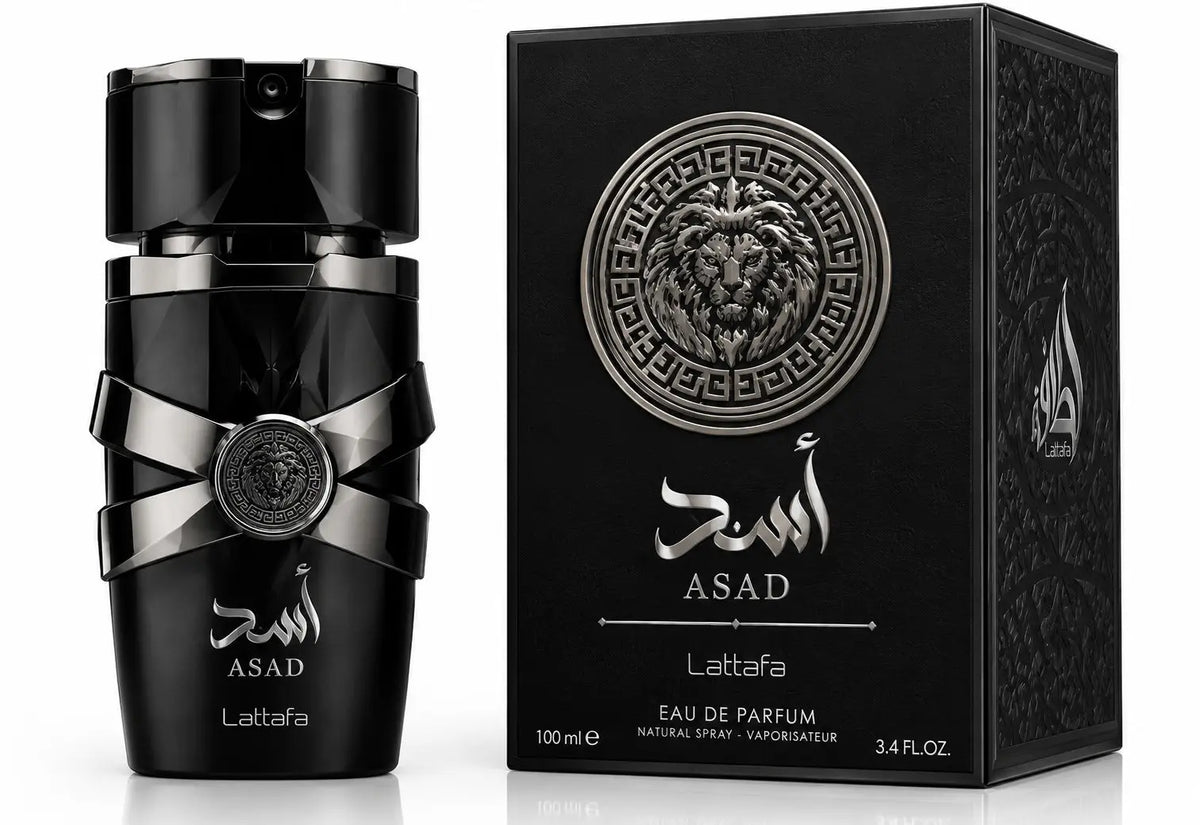 Lattafa Asad Pure Black Eau De Parfum – 100ml (3.4 fl. oz.) Long-Lasting Intense Amber & Woody Fragrance For Men NORTH WAVE SCENTORA