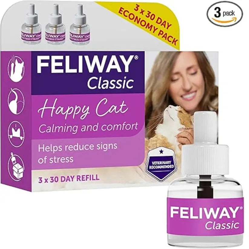 FELIWAY Classic Cat Calming Pheromone Diffuser Refills – 3 x 30 Day Supply (3 x 48ml) SCENTORA SCENTORA