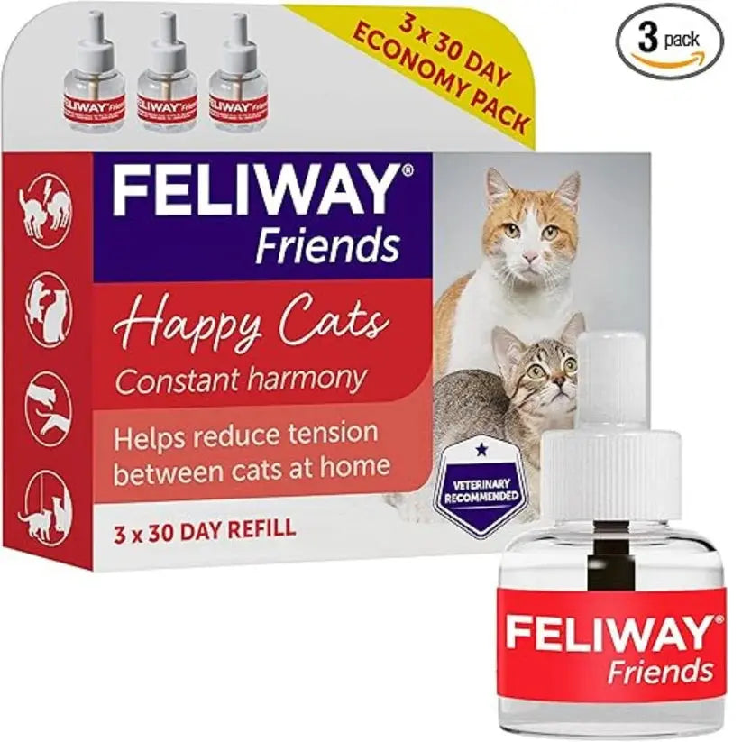 FELIWAY Friends Cat Calming Pheromone Diffuser Refills – 3 x 30 Day Supply (3 x 48ml) SCENTORA SCENTORA