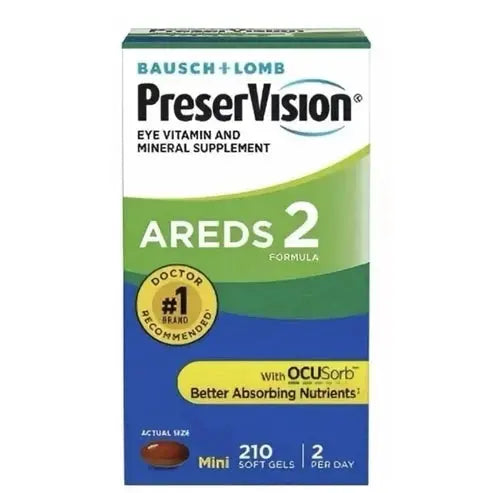 Bausch + Lomb PreserVision AREDS 2 Eye Vitamin & Mineral Supplement | Clinically Proven Eye Health Formula | Lutein, Zeaxanthin, Zinc, Vitamin C, E & Copper for Macular Degeneration Support (210 Softgels) NORTH WAVE SCENTORA