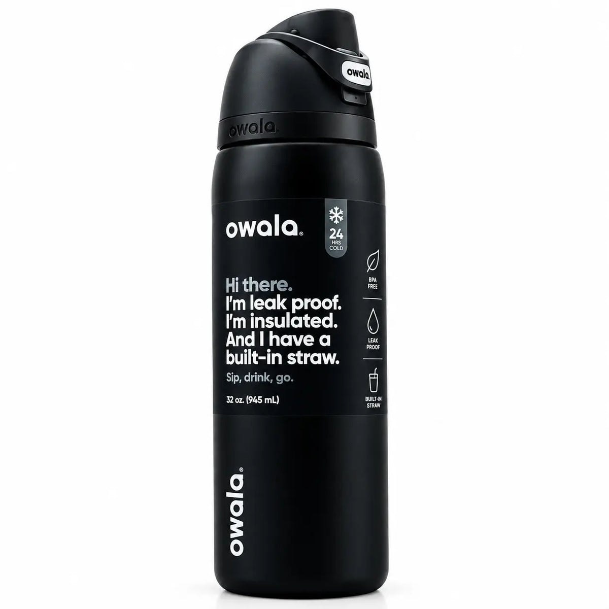 Owala FreeSip Stainless Steel Insulated Water Bottle - Very Black 32 oz NORTH WAVE SCENTORA