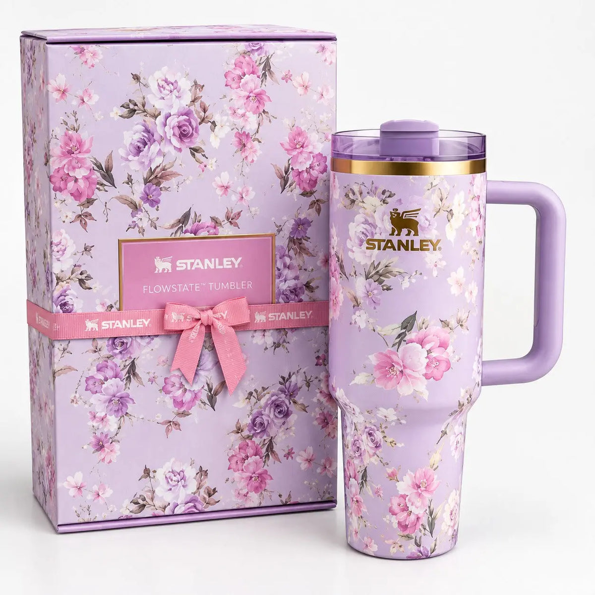 Stanley Quencher H2.0 FlowState Tumbler Gift Set | Purple Floral Insulated Stainless Steel Mug SCENTORA SCENTORA