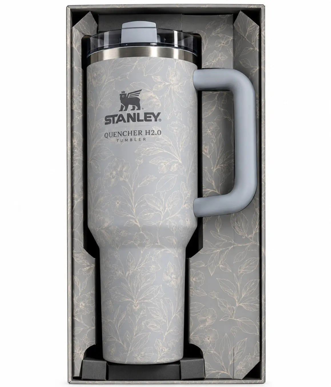 Stanley Quencher H2.0 FlowState Tumbler Gift Set | Grey Floral Insulated Stainless Steel Mug SCENTORA SCENTORA
