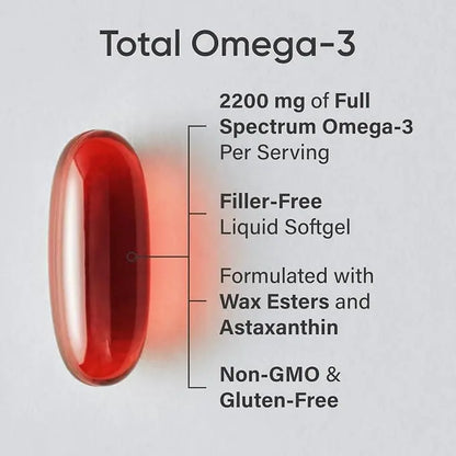Total Omega-3 2200mg 120 Softgel | Wild Salmon & Krill Oil with Astaxanthin (EPA/DHA) NORTH WAVE   SCENTORA