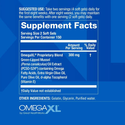 Omega XL Joint Supplement | Green-Lipped Mussel Extract | 300 Capsules NORTH WAVE   SCENTORA