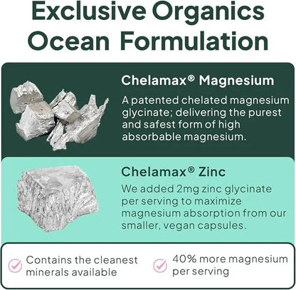 Organics Ocean Pure Magnesium Glycinate & Chelated Zinc | 90 Capsules NORTH WAVE   SCENTORA