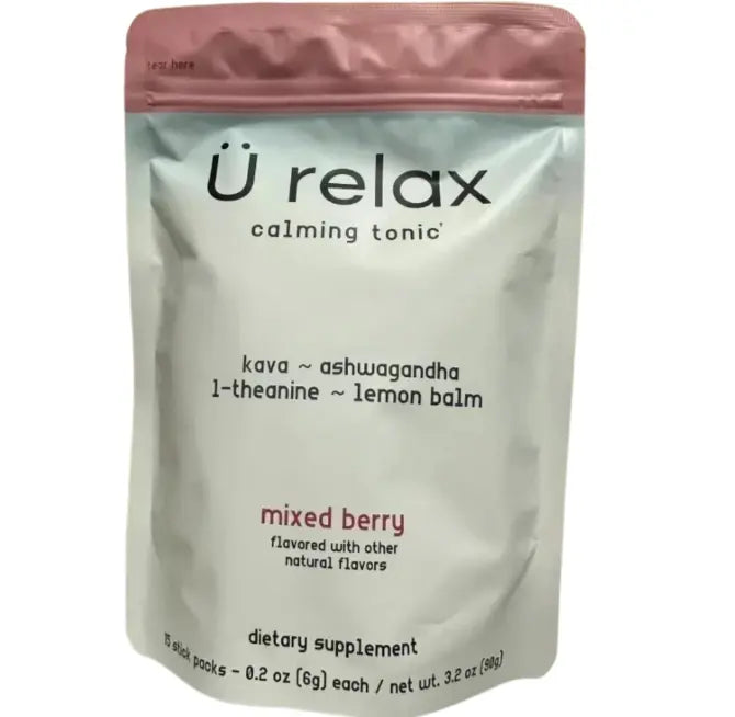 Ü Relax Calming Tonic Powder Stick Packs - Mixed Berry Flavor (15 Count, 3.2 oz) SCENTORA   SCENTORA