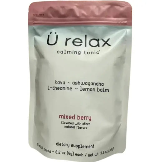 Ü Relax Calming Tonic Powder Stick Packs - Mixed Berry Flavor (15 Count, 3.2 oz) SCENTORA   SCENTORA