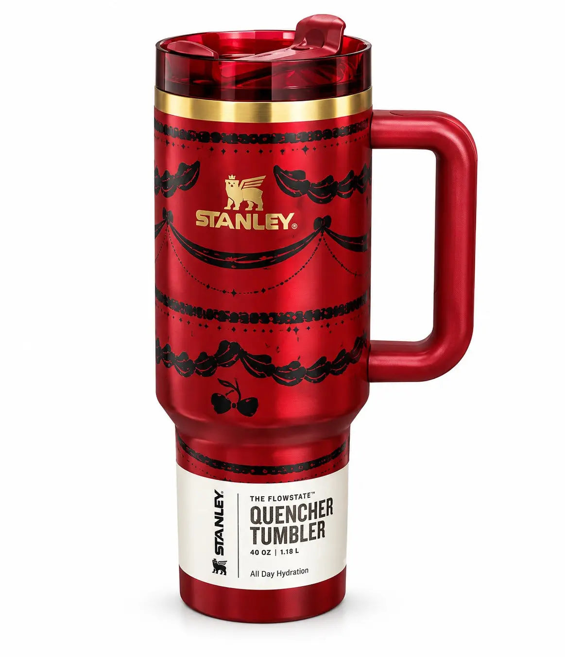 Stanley 40 oz Quencher H2.0 FlowState Tumbler | Holiday Festive Red & Gold Insulated Mug SCENTORA   SCENTORA