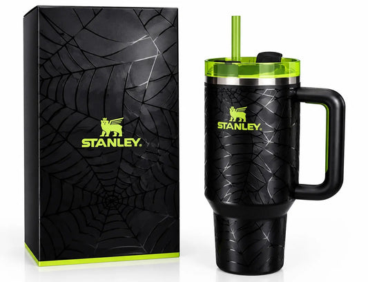 Stanley Halloween Spider Web Quencher Tumbler Gift Set | Black & Neon Green Insulated Mug SCENTORA   SCENTORA